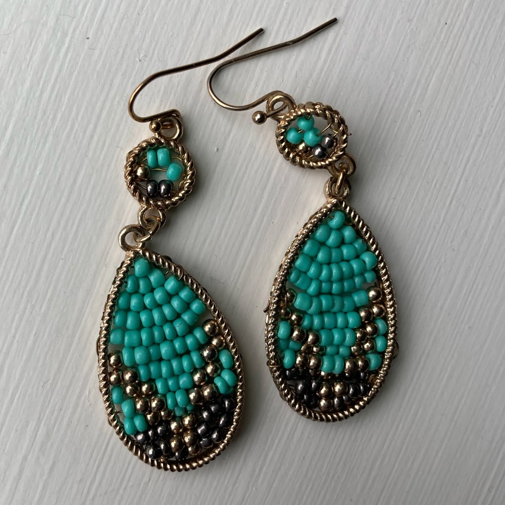 Boho Turquoise/Gold/Silver Dangle Earring, Bought at Nordstrom